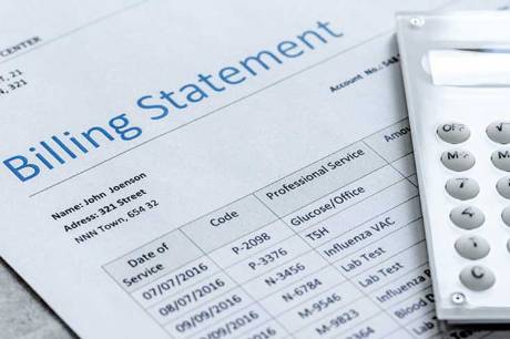 A paper statement explaining the service and cost breakdown of the hospital bill