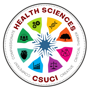 Health Science Circle logo with multi colors and health science icons.